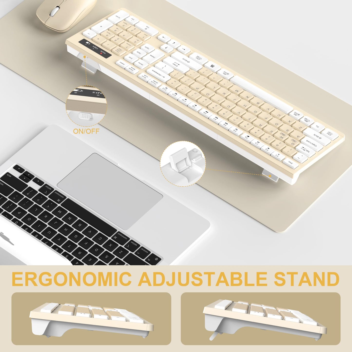 Wireless Keyboard and Mouse Combo, Full-Sized Wireless Keyboard and Adjustable DPI Mouse, 2.4GHz USB Receiver, Silent Keyboard and Mouse for PC, Windows, MAC, Desktop, Laptop (Avocado Green)