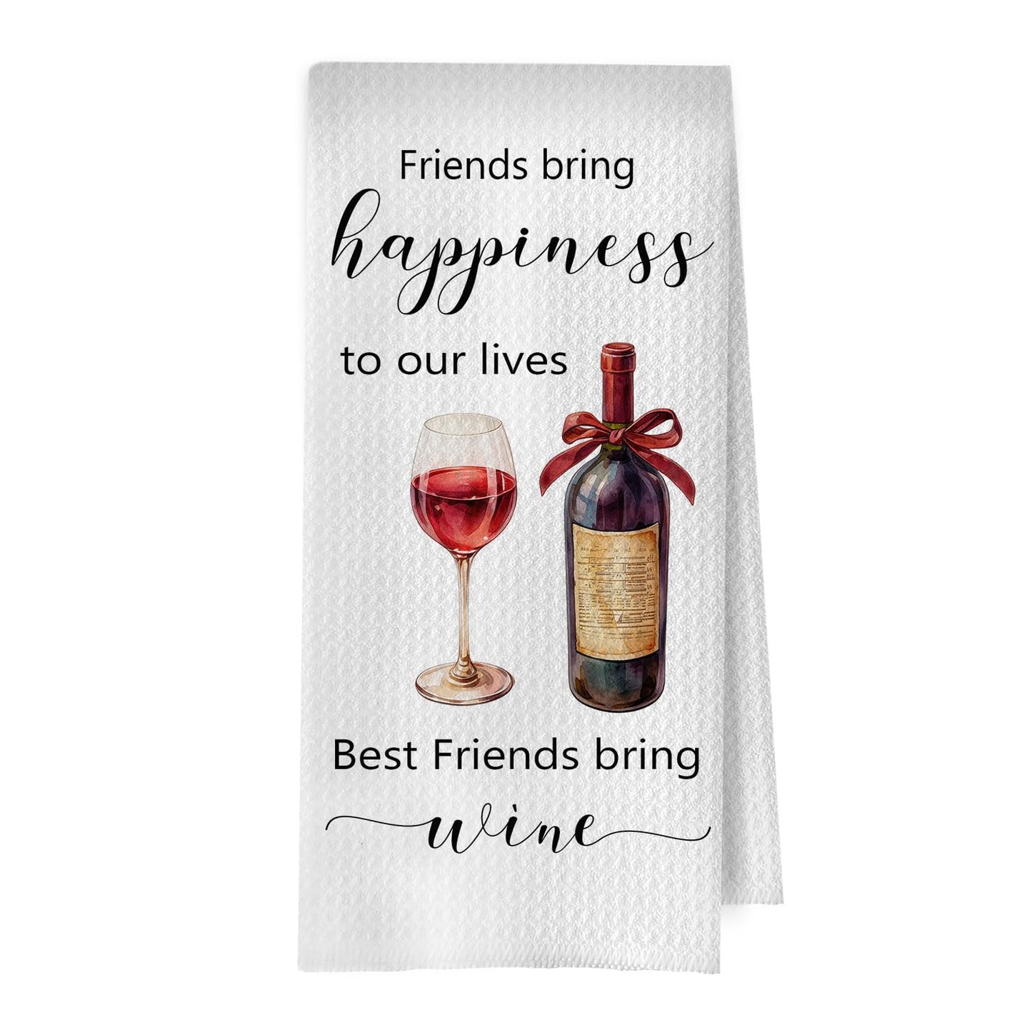 Funny Wine Kitchen Decor - Wine Gifts Waffle Dish Towels for Kitchen, Hostess Gifts Hand Towels, Housewarming Gift Tea Towel, 16x24 Inch BST220