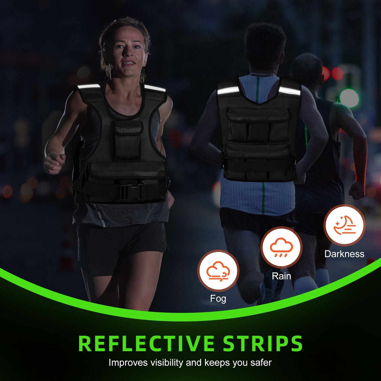 Adjustable Weighted Vest for Women, Customizable 0-18 lbs Strength Training Vest with 10 Removable Sandbag, Breathable Design, Reflective Safety Strips for Running, Hiking, and Fitness WN420