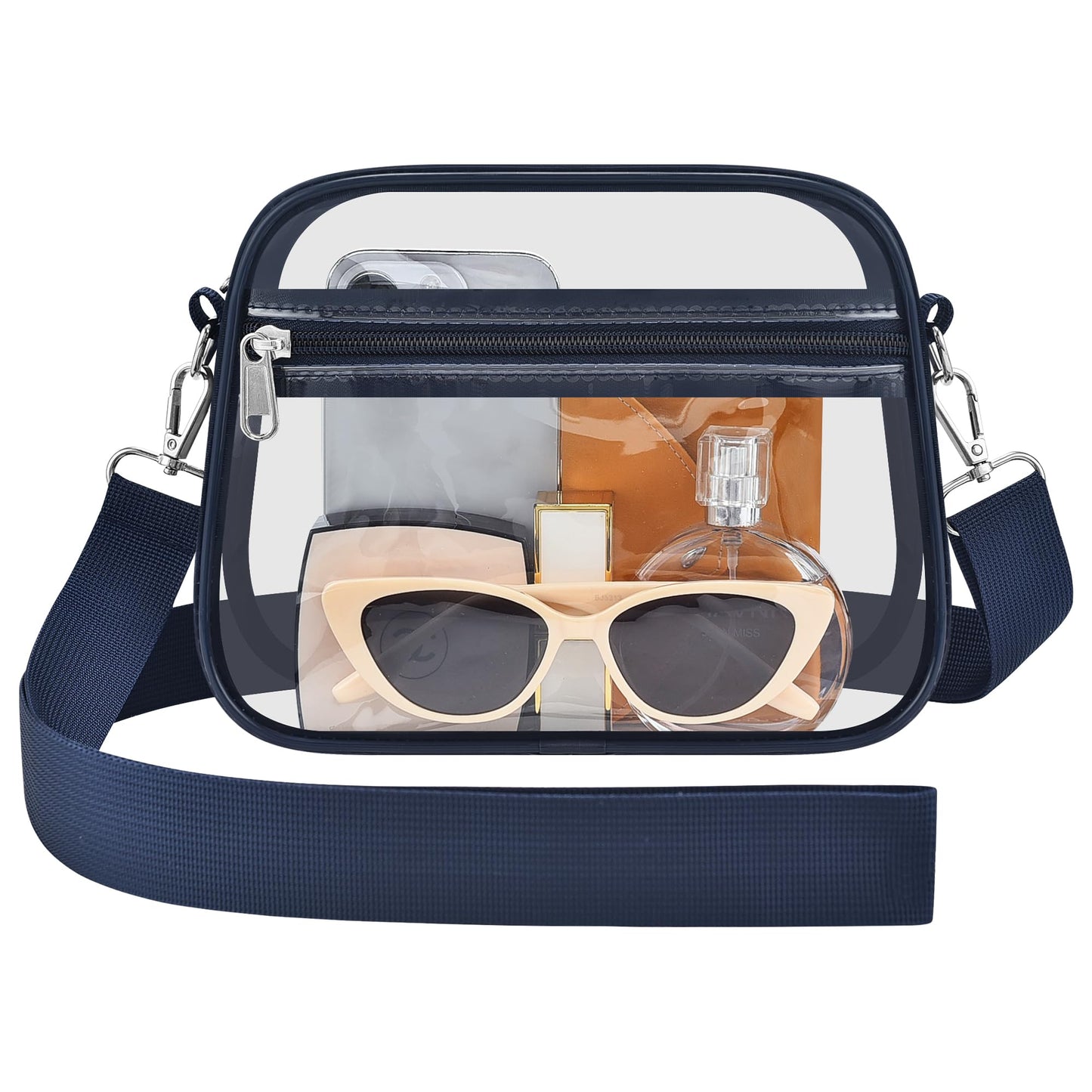 Clear Bag for Stadium Events Stadium Approved Women's Top-Handle Handbags | Mini Small Clear Bag Purse with Wide Adjustable Strap and Front Pocket for Sports Concerts, Festivals BST202