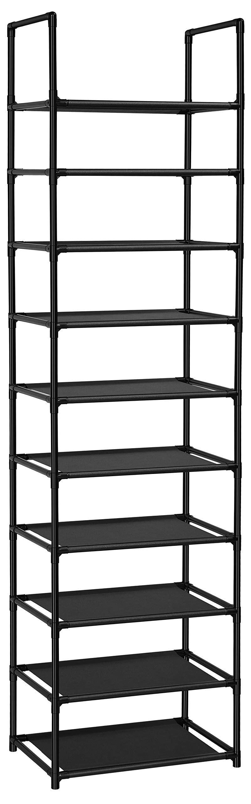 FIDUCIAL HOME 10 Tiers Shoe Rack Organizer 20 Pairs Tall Shoe Shelf | Tall Narrow Space Saving for Closet Entryway Dorm, Easy to Assemble, 17"L x 11"W x 68.8"H, Black BST220