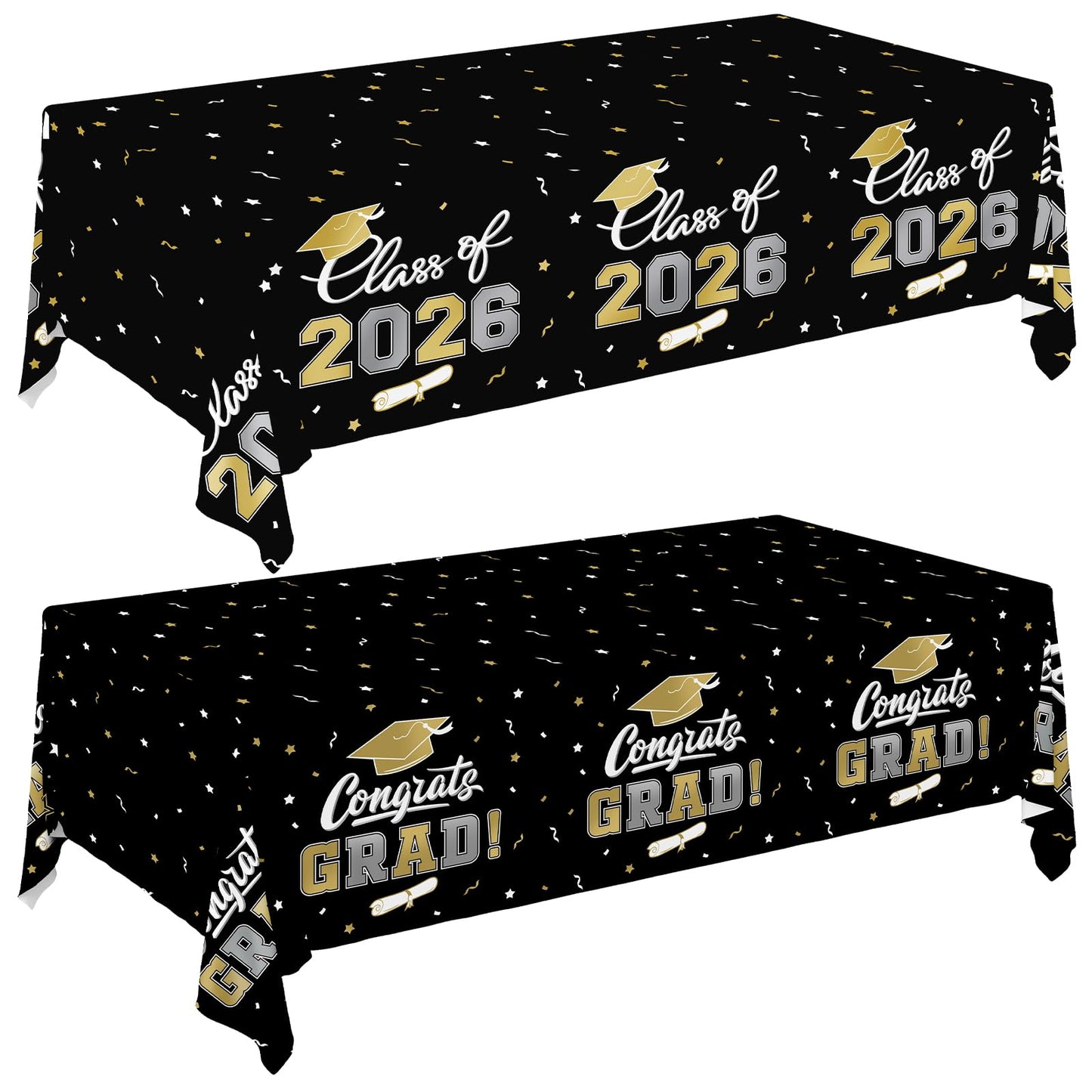 Gatherfun 2026 Graduation Decorations : 2-Pack Congrats Grad Disposable Tablecovers - Class of 2026 Red Themed Table Cloths, for Graduation Party Supplies & Graduation Backdrop, 54" X 108" BST326L