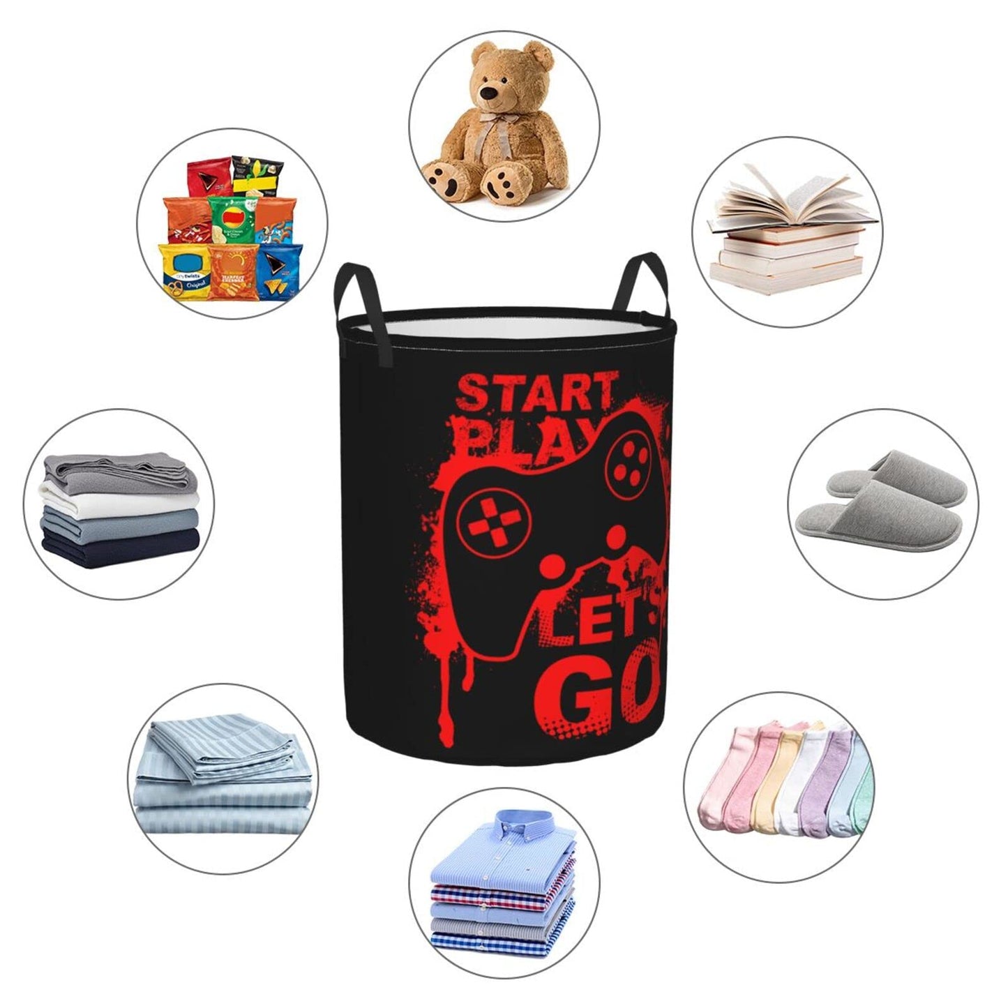 Basketball Round Laundry Hamper Basket Ball Texture Storage Basket Toys Clothes Organizer Bin For Home Bathroom Bedroom Dorm Nursery, 62l BST202