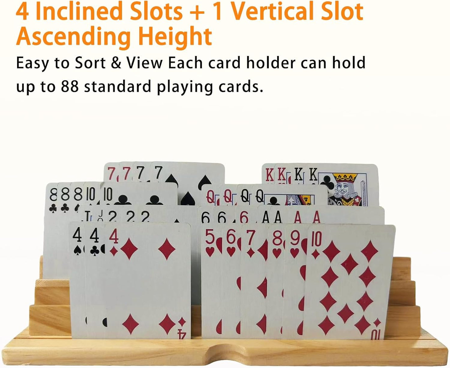 2PCS Card Holder Playing Cards 4-Slot Wooden Card Holder Playing Cards with Storage Bag Wooden Card Holders for Playing Card for Canasta and Bridge, Hands-Free Playing Card Holders for Adults, Kids, Seniors BST202
