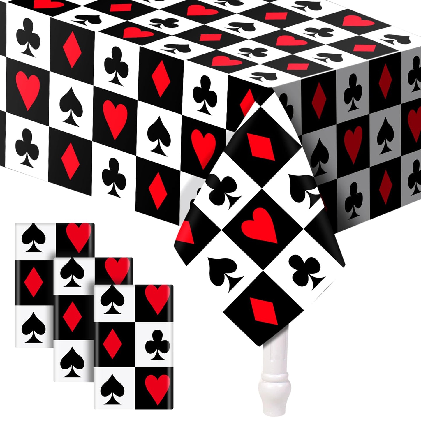 2 Pcs Casino Theme Party Decorations Poker Tablecloth Las Vegas Plastic Table Cover Casino Table Runner for Playing Card Game Birthday Party Favors Picnic Supplies, 54 x 108 Inch WN420