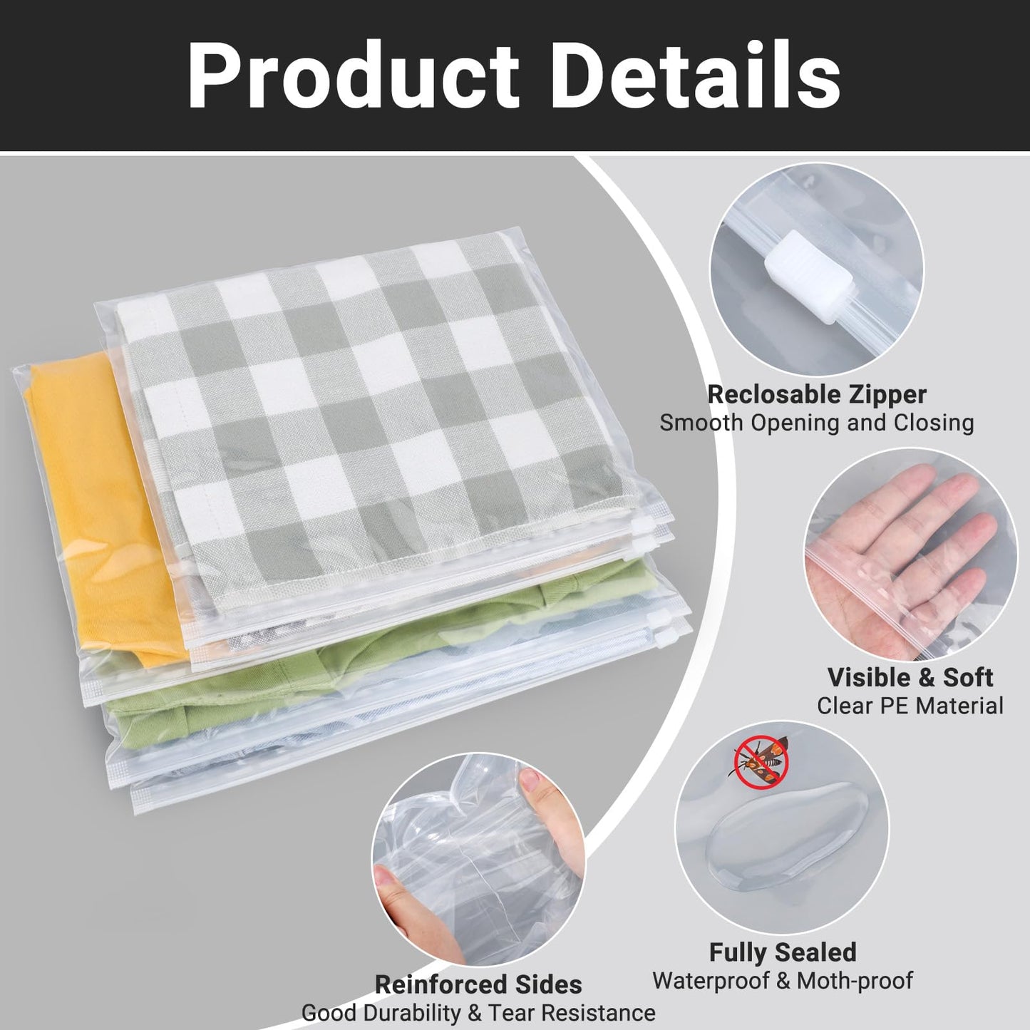 Clear Swimsuit Storage Bags, Clear Shirt Packaging Bags for Bikini, Swimwear, Bathing Suit Storage, 12x8 inch, Pack of 50, Waterproof, 3 Mil BST220