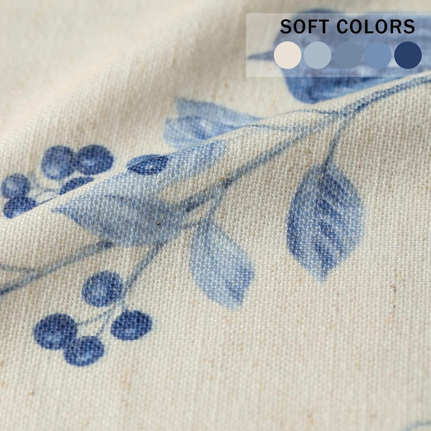 Leeva Tie Up Valance for Windows, Elegant Birds Pattern Light Filtering Window Treatment Valances for Bedroom Kitchen, One Panel, 52 x 18, Light Blue BST220