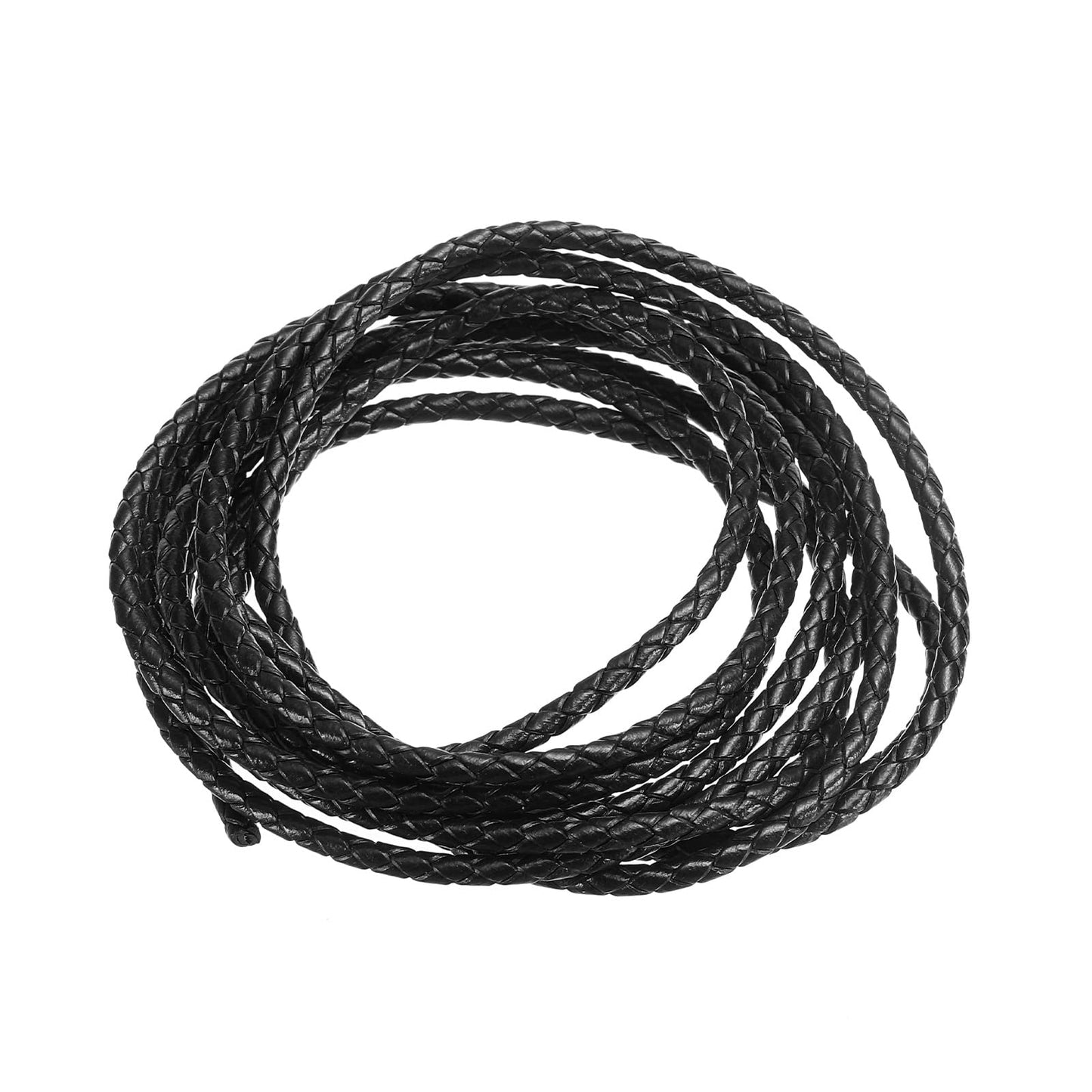 uxcell Leather Cord, 2.2 Yards 4mm Dia Braided String Strip for Purse Handbag Shoelace DIY Crafts Bracelet Making, Yellow BST326L