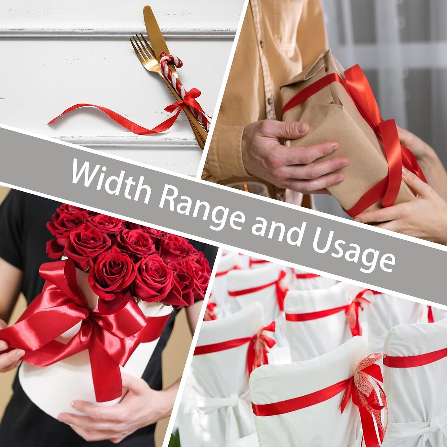 OMAIGAR Red Ribbon 1/2 Inch Width, Solid Satin Ribbons with 25 Yards Length Silk Fabric for Gift Wrapping or Wedding Party Birthday Decoration - Red,1/2 Inch x 25 Yards BST326L