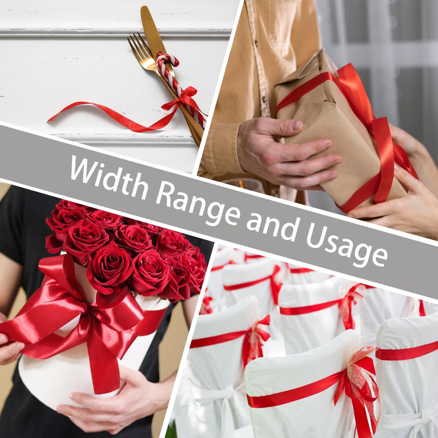 OMAIGAR Red Ribbon 1/2 Inch Width, Solid Satin Ribbons with 25 Yards Length Silk Fabric for Gift Wrapping or Wedding Party Birthday Decoration - Red,1/2 Inch x 25 Yards BST326L