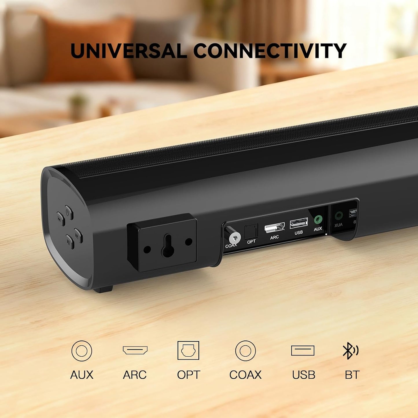 HDMI Sound Bar Smart TV, Home Theater Surround Sound Bars, TV Speakers Sounds Bar Bluetooth HDMI AUX OPT COAX USB Home Audio Surrounds Sounds System For PC Projector Game Movie/Music/News, Black DD1210