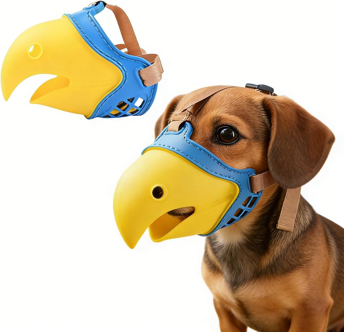 Dog Muzzle for Small Dogs, Bite Proof & Anti Licking - Soft TPR Safety Muzzle with Adjustable Hawk-Beak Design for Walking, Grooming, Vet Visits, Gentle and Breathable WN420