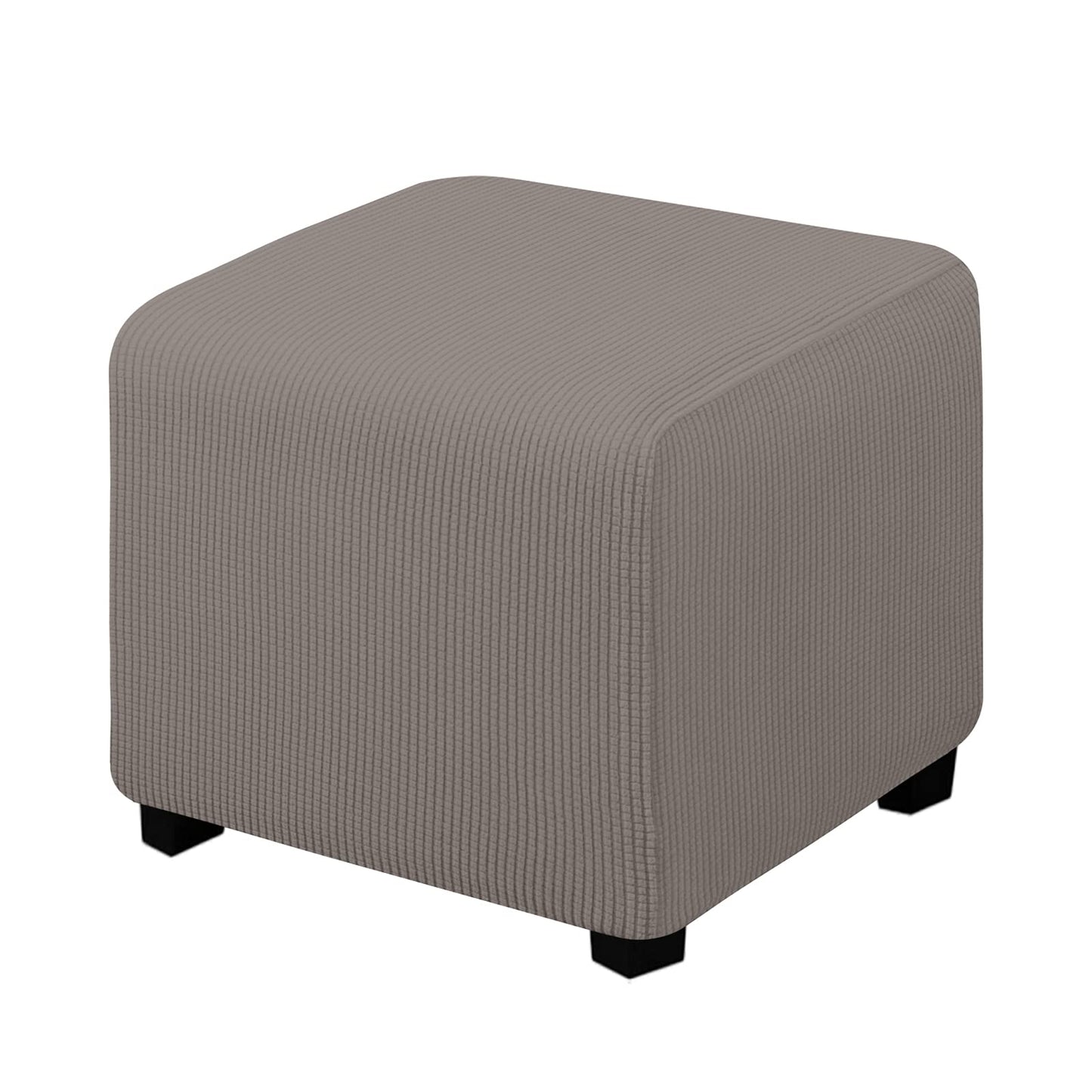 Easy-Going Stretch Square Ottoman Cover 15x15x15inch Dark Blue | Folding Storage Footstool cover Furniture Protector Soft Rectangle slipcover with Elastic Bottom BST202