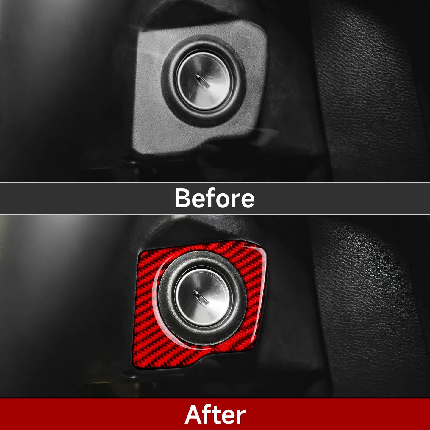 Car Gear Shift Lower Panel Sticker Carbon Fiber Decal Interior Trim Cover for Jeep Wrangler 2011 2012 2013 2014 2015 2016 2017 Accessories (Red) BST220