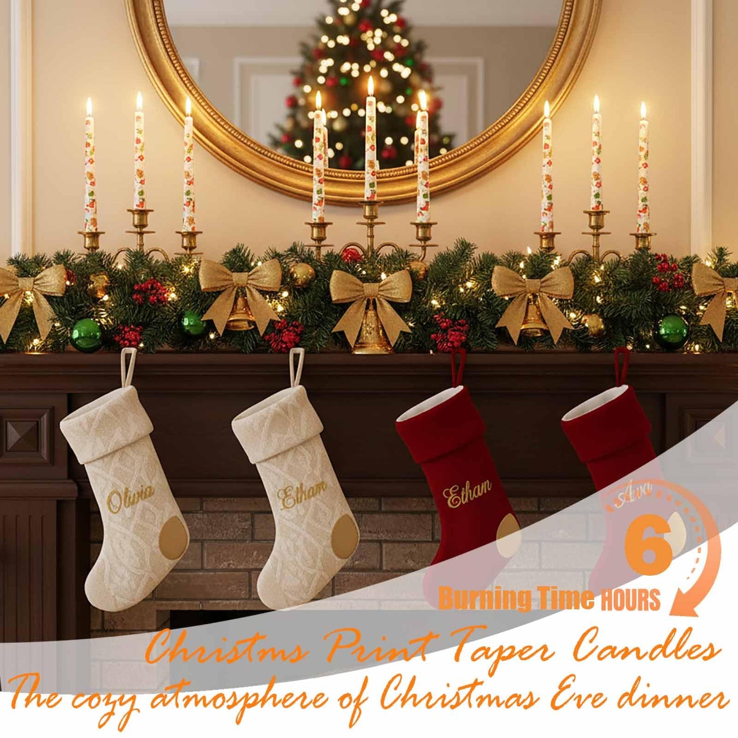 10 Inch Decorative Taper Candles, 4 Pack Birthday Balloon Print Candlesticks, Unscented Dripless Candles with Long Burn Time for Party, Holiday Table & Home Decor BST326H