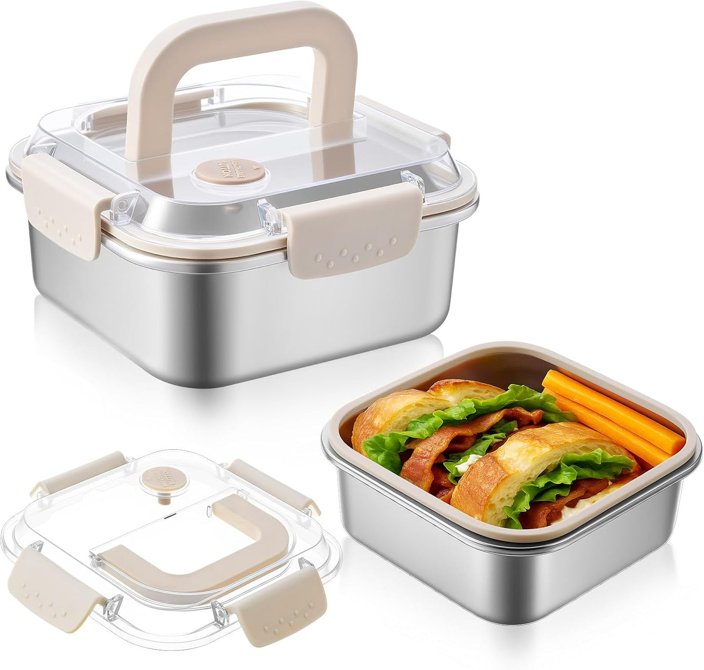 2 Pack 40oz Stainless Steel Sandwich Containers Leakproof & Airtight Seal Lid Reusable for Sandwiches, Snacks, Food Storage BST202
