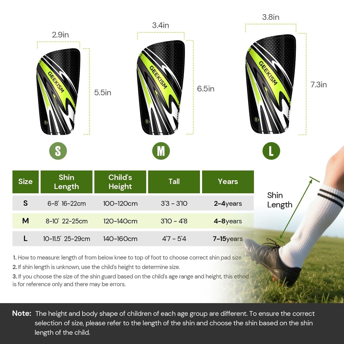 Soccer Shin Guards for Youth Kids Toddler - Soccer Shin Pads for Teens & Men, Protective Football Gear for 3-16 Years Boys Girls & Adult, World Cup Lightweight Soccer Equipment WN420