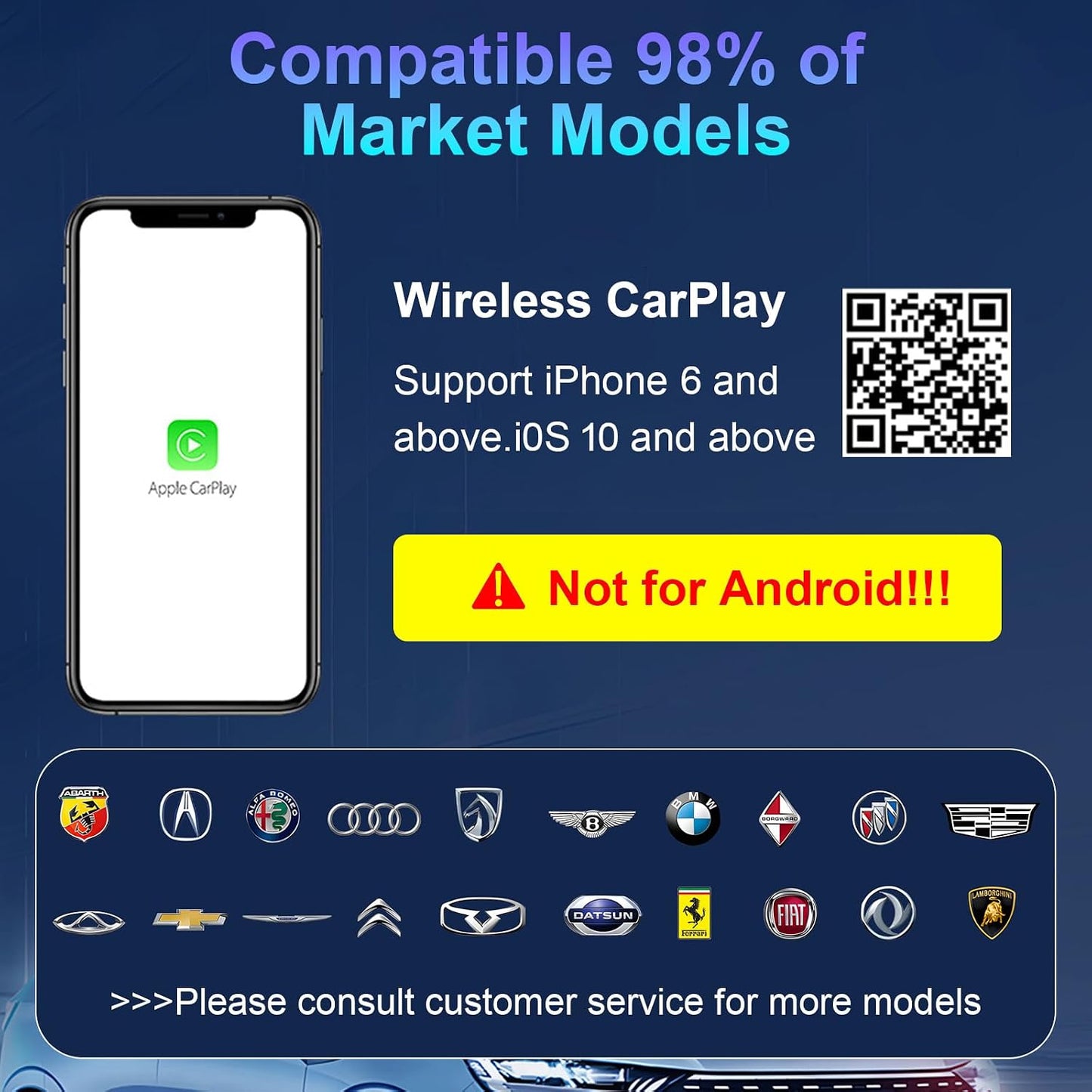 Wireless CarPlay Adapter for iPhone, HD Navigation Vehicle-Level Chip Stable Connect, Bluetooth CarPlay Plug & Play Convert Wired to Wireless CarPlay Adapter iOS 10+ & Cars from 2015+ WN420