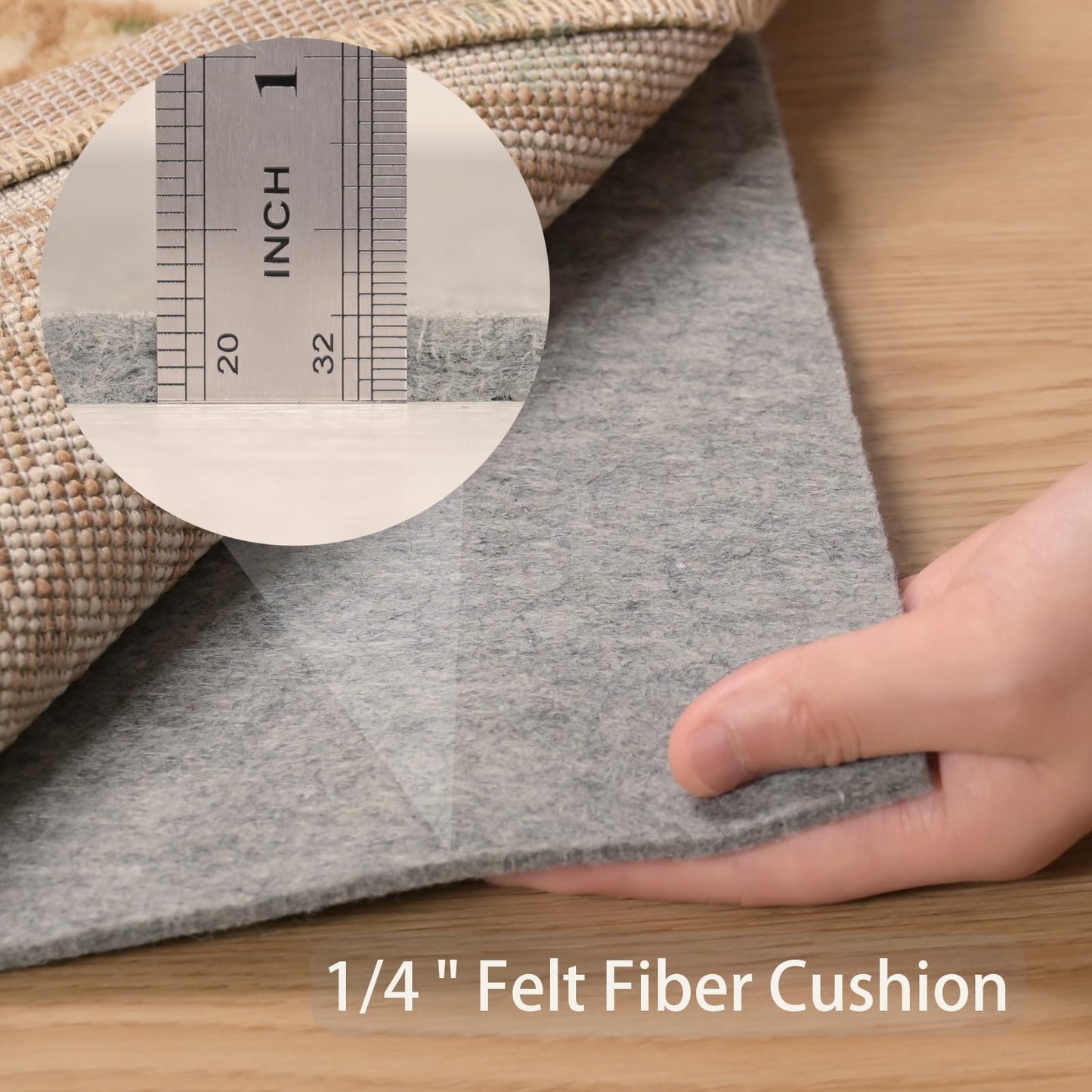 QJHOMO Non Slip Rug Pad 2x3 Feet Carpet Padding, Under Rug Padding Cushioned for Hardwood Floors, Thick Felt Cushion Carpet Pads for Area Rugs Non Skid Backing Runner Rug Mat BST220