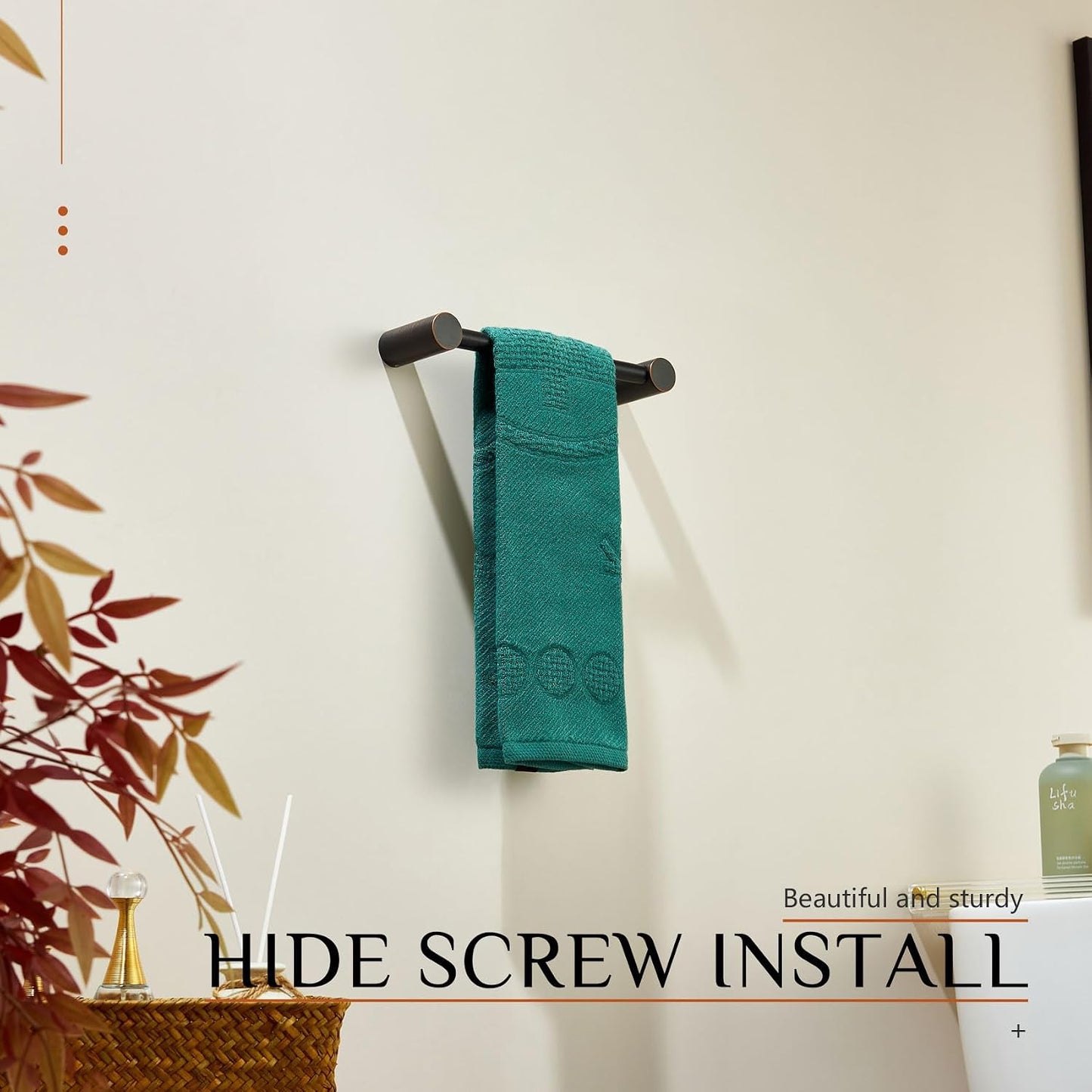 KOKOSIRI Bathroom Hand Towel Rings 9-Inch Hand Towel Holder Wall Mounted Bathroom Hardware Accessories Oil Rubbed Bronze Stainless Steel, B4007ORB-L9 BST202