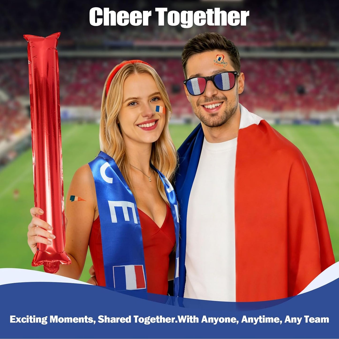 World Cup 2026 Fan Accessories with Large 3x5 ft Flag, Match Tracker Poster, Stickers, Cheering Sticks, Clapper & Scarf, World Cup Decorations Fan kit for Soccer Watch Party, Stadium and Home Cheering BST202
