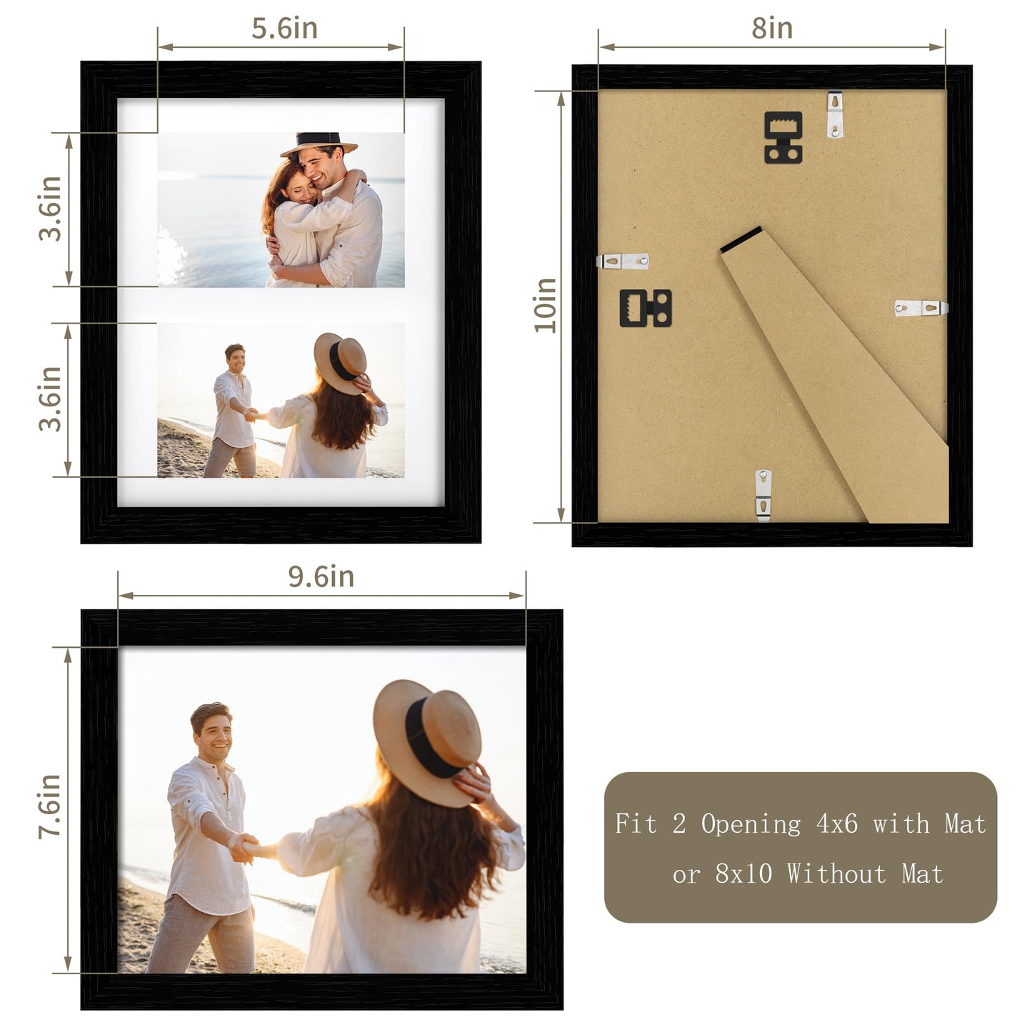 YESKAY 12x16 Picture Frame - 12 x 16 Photo Frame Made of Solid Oak Wood and Real Glass,Display Picture 4 Opening 5x7 with Mat or 12x16 Without Mat for Wall Mounting(Color Walnut) BST326H