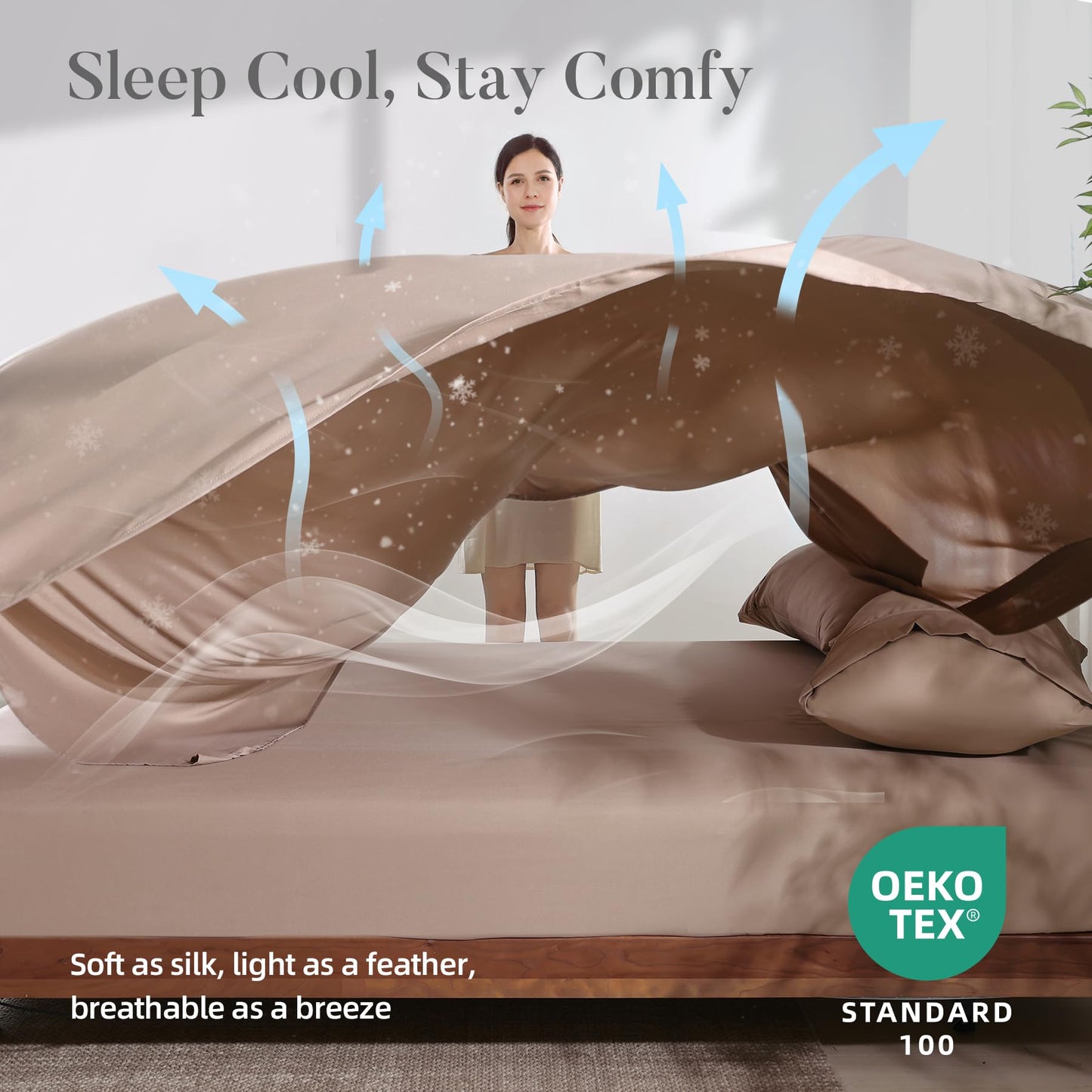 4 Piece Twin Size Sheet - Cooling Bed Sheets Set, Blend Rayon Derived from Bamboo, Breathable Soft Hotel Luxury Bedding & Pillowcases, Silky Fit 16 inch Extra Deep Pocket, Oeko-Tex - Olive Green BST326H