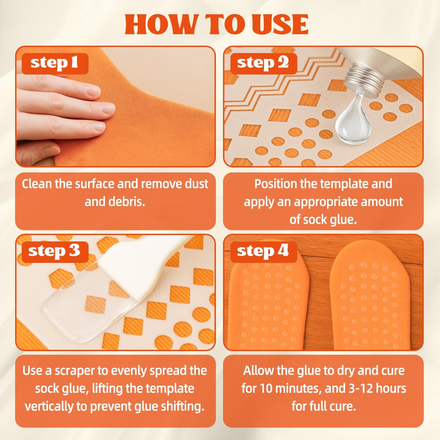Sock Stop, Transparent Waterproof Sock Glue for Bath Mat, Anti Slip Socks, Carpets, Blankets, Washable Sock Stop Anti Slip Adhesive with Tip Applicator to Enhanced Grip (50ml) BST220