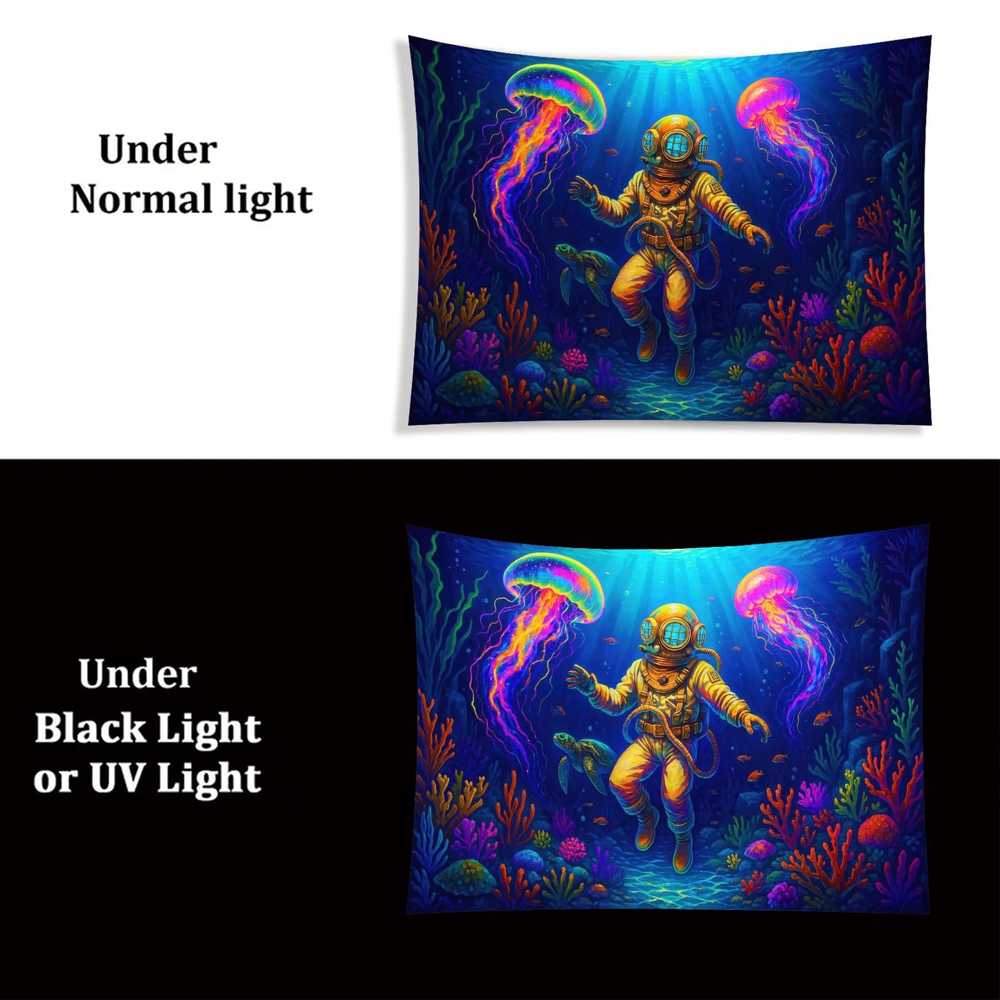 Starlit Patio Astronaut Blacklight Tapestry Trippy Forest Moon Vortex UV Reactive Galaxy Wall Hanging Psychedelic Space Poster Fluorescent Sci Fi Room Decor for Bedroom Dorm Gaming Lounge 78 x 59 Inch BST220