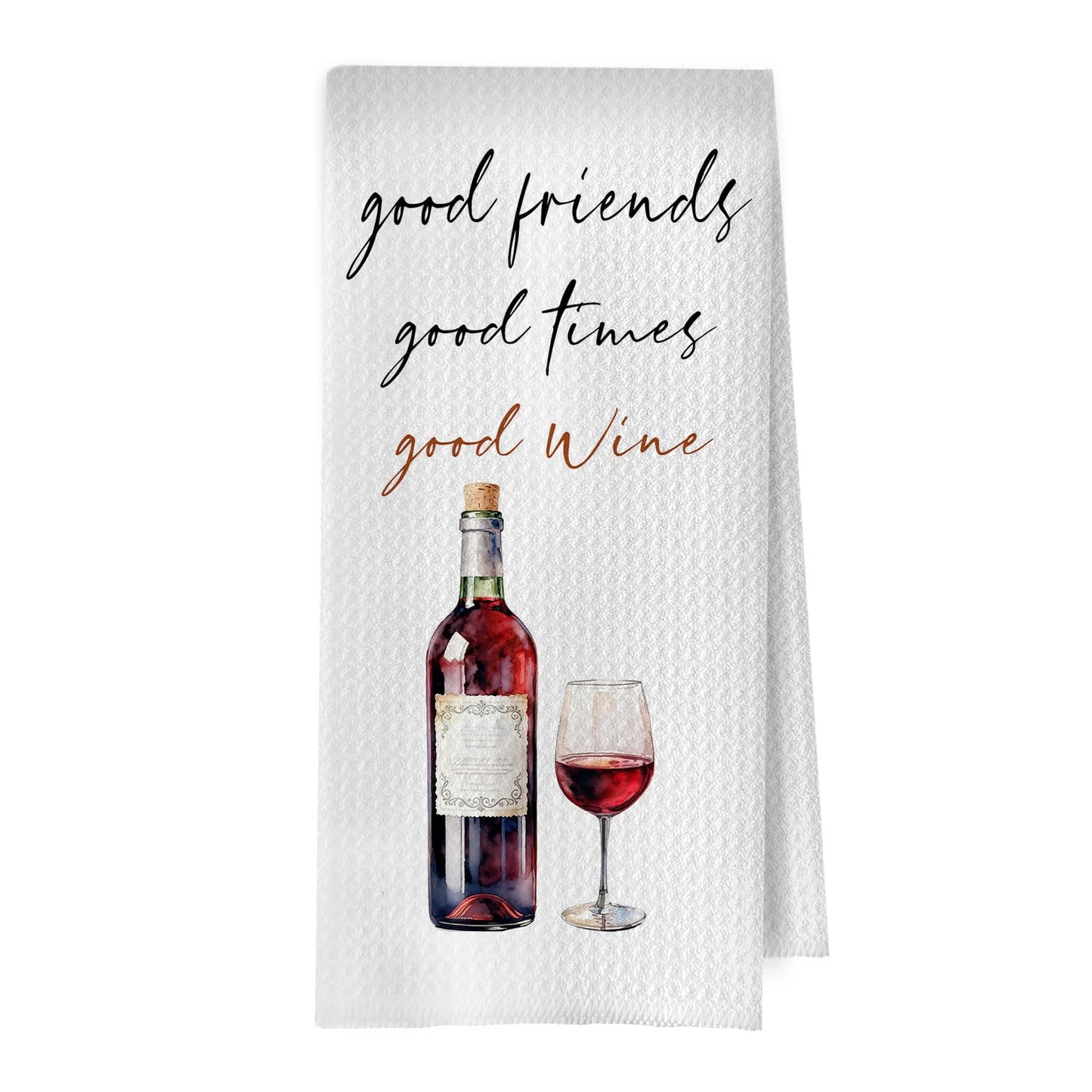 Funny Wine Kitchen Decor - Wine Gifts Waffle Dish Towels for Kitchen, Hostess Gifts Hand Towels, Housewarming Gift Tea Towel, 16x24 Inch BST220