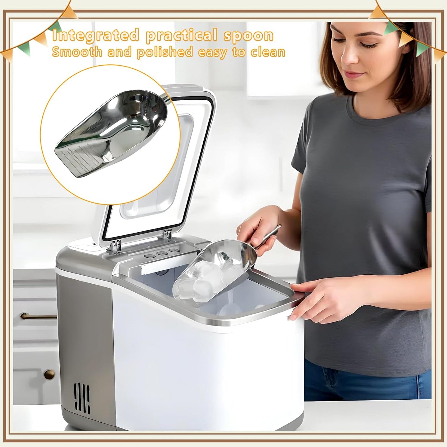 Dog and Cat Food Scoop, 1 Cup Stainless Steel Measuring Scooper with Long Handle for Pet Food, Ice Machine & Freezer, Easy to Clean & Store BST326L