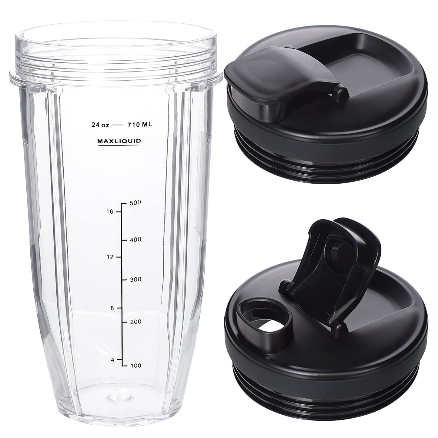 Replacement 24oz Blender Cup For Ninja BN401 BN751 BN801 BN800 BL450 BL456 BL480 Foodi SS401 SS101 TWISTi SS151 SS351 Cups Nutri Ninja Auto IQ Parts Lids Upgraded (2 Pack) BST220
