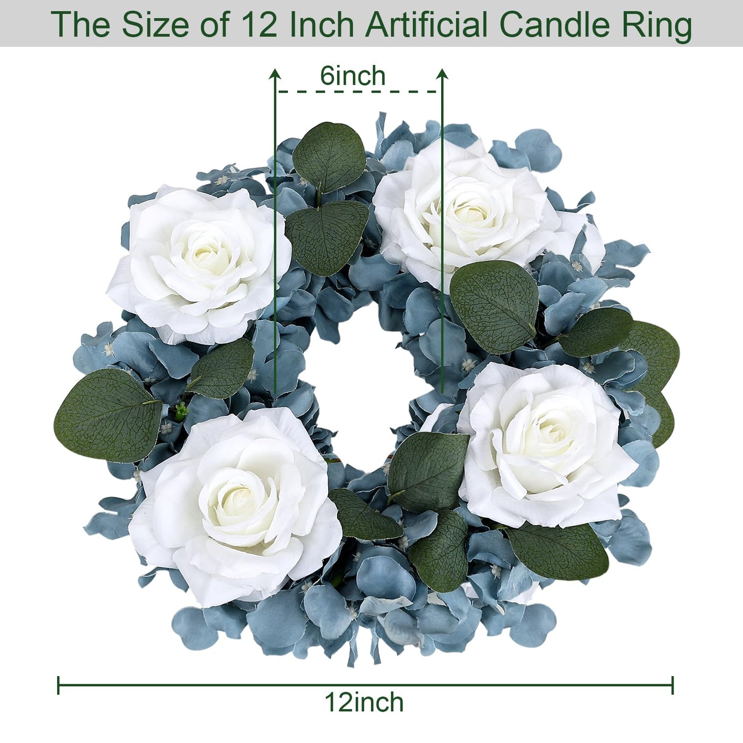 Artificial Flower Candle Rings - 6 Inch Inner Rose Floral Wreaths for Wedding Bridal Event Table Centerpieces Backdrop Decorations (Dusty Pink & White, 6 X Candle Rings) WN420