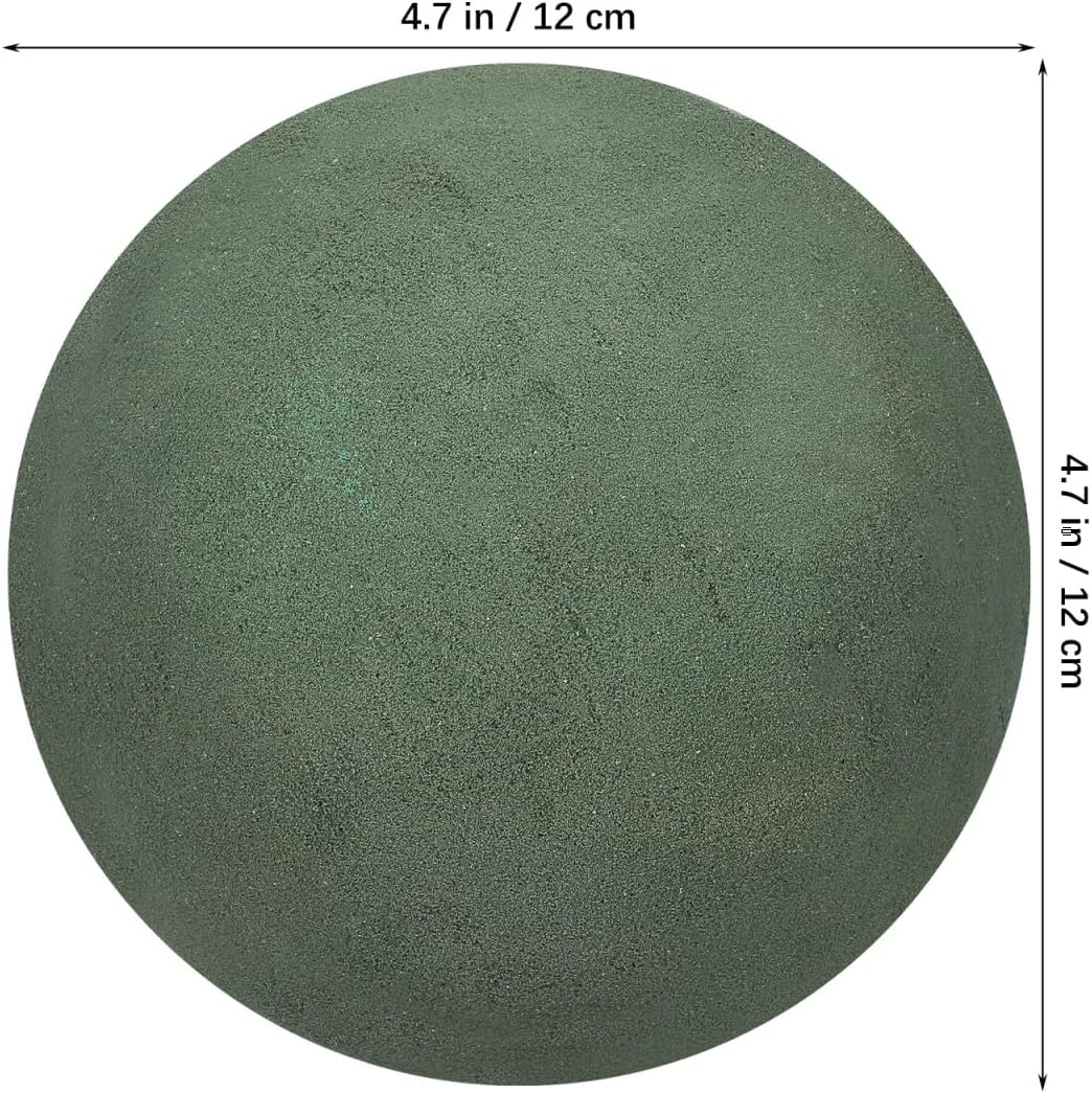 BESTOYARD Floral Foam Full Balls, 4.72" W x 4.72" H Round Green Dry & Wet for Flower Fresh or Artificial Flower Arrangements, Florist Ball for Craft Supplies, Wedding, Birthdays, Home Decor BST326H