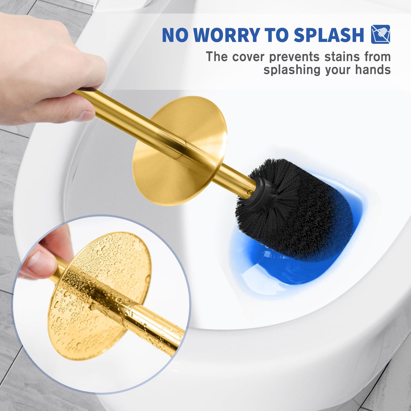 Toilet Brush and Holder, 2 Pack Toilet Brush Stainless Steel, Toilet Bowl Brush for Bathroom Toilet-Ergonomic, Elegant,Durable (Silver)