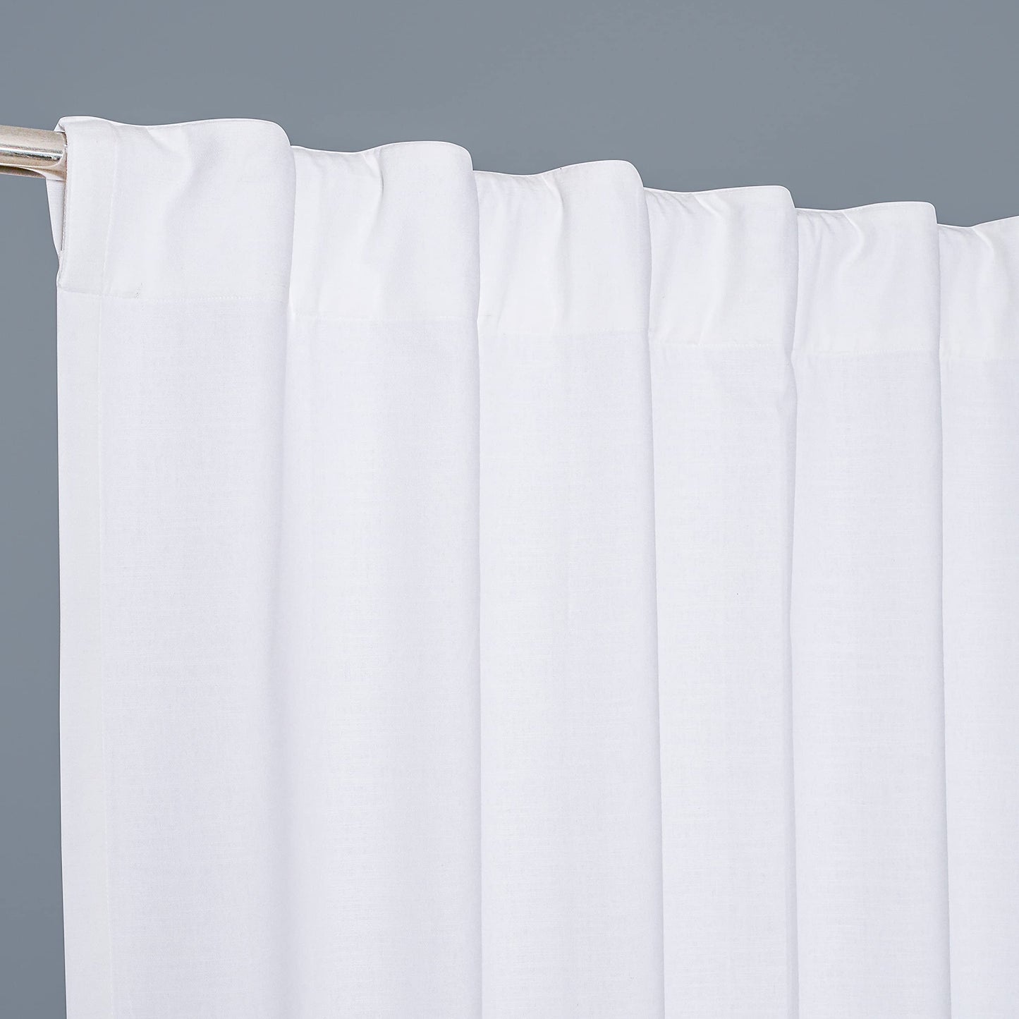 Bedding Craft Curtains 63 Inch Length - White Poly Cotton Slub Drapes with Tab Top, Set of 2, Ideal for Bedroom, Living Room, and Office_ 50x63 inch BST220