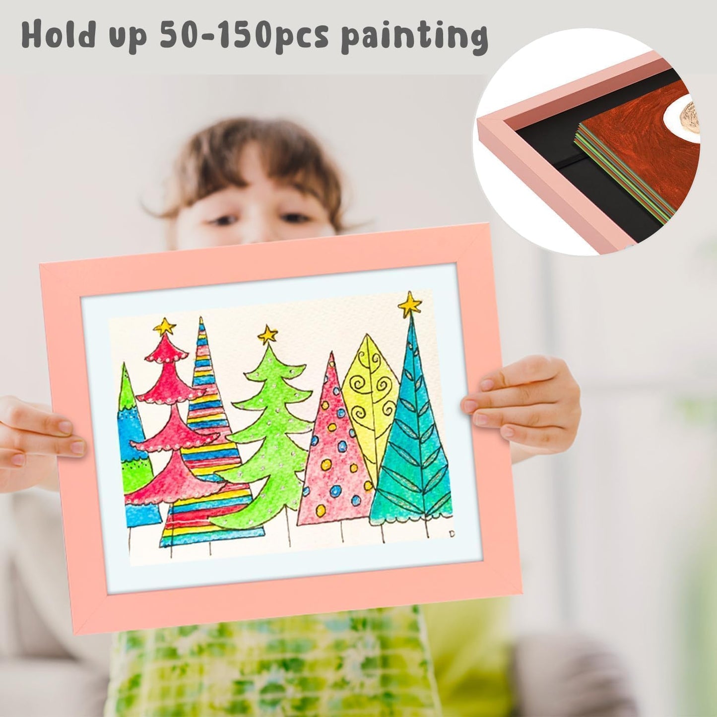 Golden State Art, 8.5x11 Kids Art Frames, Front-Opening Picture Frame Great for Kids Drawings, Artworks, Children Art Projects, Schoolwork, Home or Office (Walnut, Set of 2) BST220