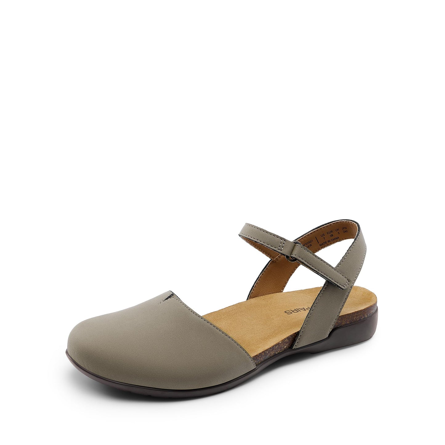 DREAM PAIRS Women's Closed Toe Sandals Arch Support Comfort Cork Footbed Flat Sandals Summer Shoes N31