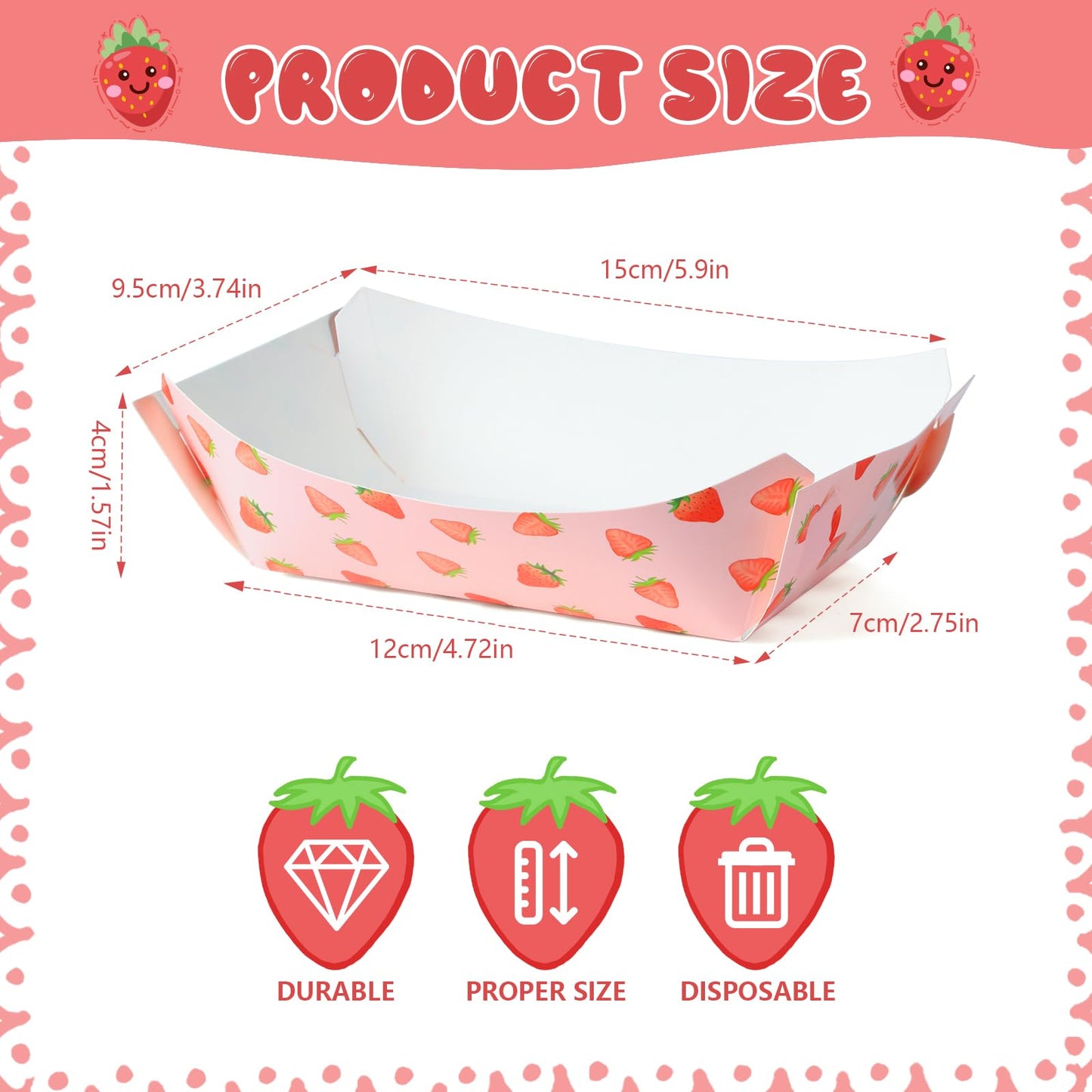 strawberry paper plates, disposable waterproof food trays, 1 lb., suitable for bulk strawberry-themed strawberry shortcake berry first birthday party supplies and gift decorations. (20, blueberry) BST220