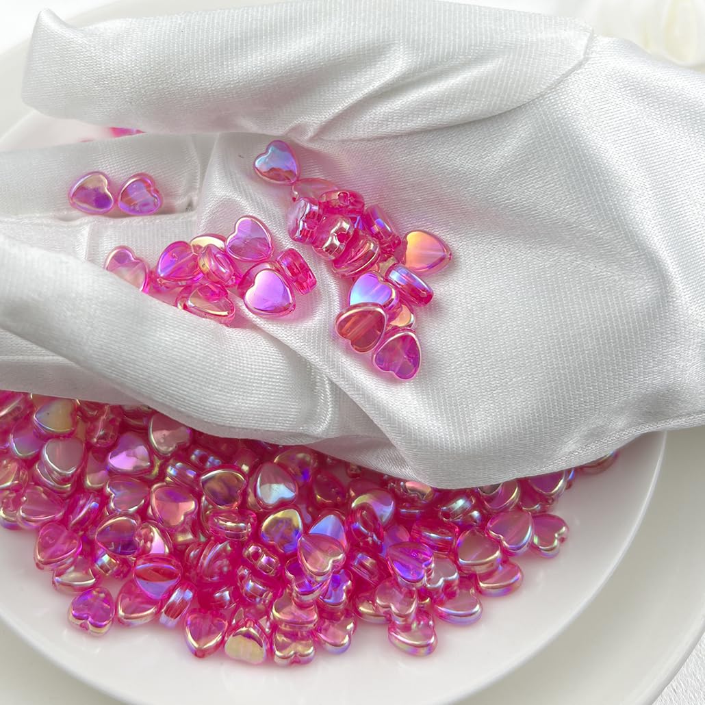 500Pcs Acrylic Heart Beads, AB Colors Heart Shape Beads Crystal Heart Beads for Jewelry Making DIY Bracelet Earring Necklace Key Chains(90-Light Lake Blue AB) BST220
