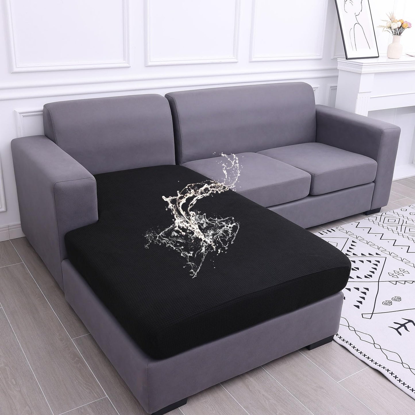 Waterproof Couch Cushion Covers for Pets, Non Slip Sofa Seat Cover | Stretch Jacquard Fabric, Elastic Bottom, Non Slip Fit, Waterproof Protection, Pet Hair Protection (1 Piece for Backrest M) BST202