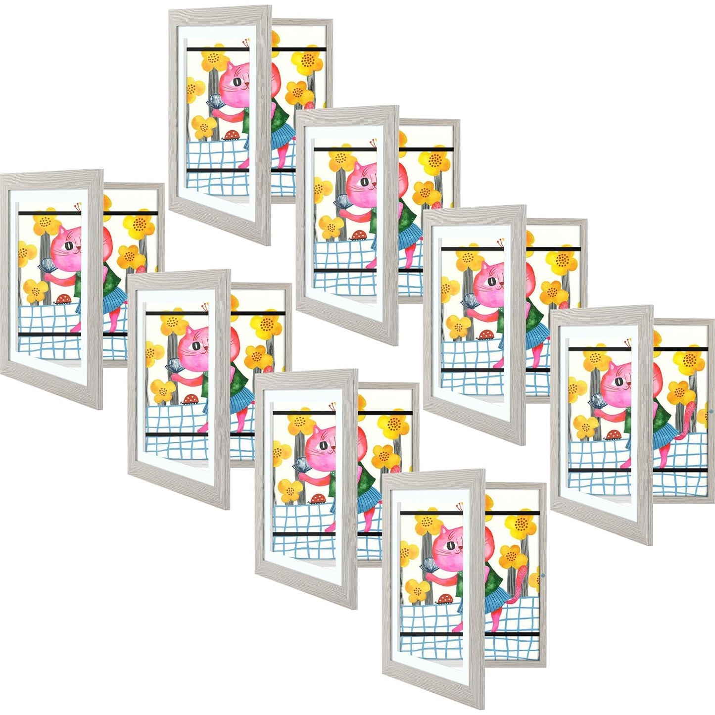 Golden State Art, 8.5x11 Kids Art Frames, Front-Opening Picture Frame Great for Kids Drawings, Artworks, Children Art Projects, Schoolwork, Home or Office (Walnut, Set of 2) BST220