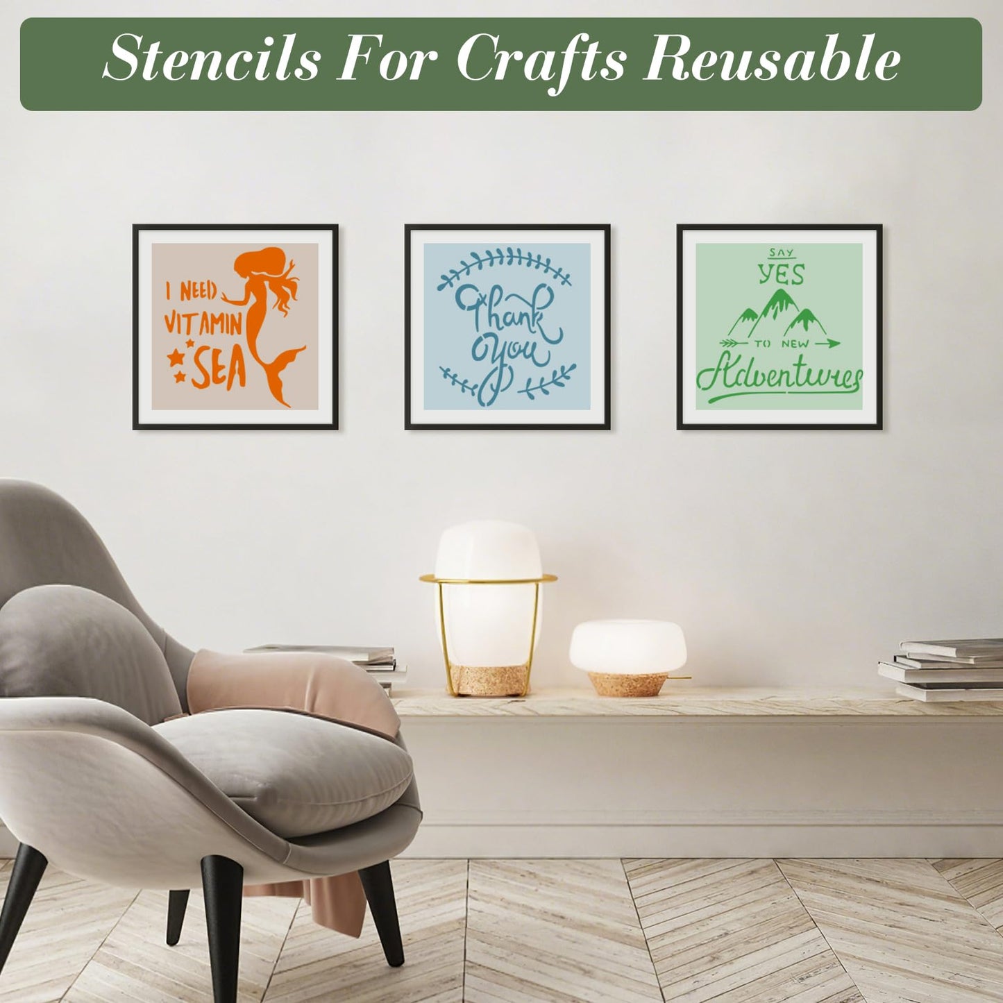 Letter Stencils for Crafts Reusable 42Pcs Number Stencils(5 Inch Font) | DIY Art Painting Stencil Furniture Decor Kit for Wood Embroidery Wall Silk Screen Journaling BST202