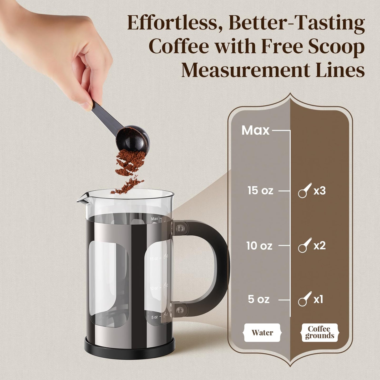 Veken French Press Coffee Maker 34oz, No Plastic Touching Cafe,Thickened Glass Stainless Steel Brewer, Cold Brew Cafetera Tea pot for Kitchen Travel Camping, Gifts, Decor, Bar Accessories, Dark Pewter