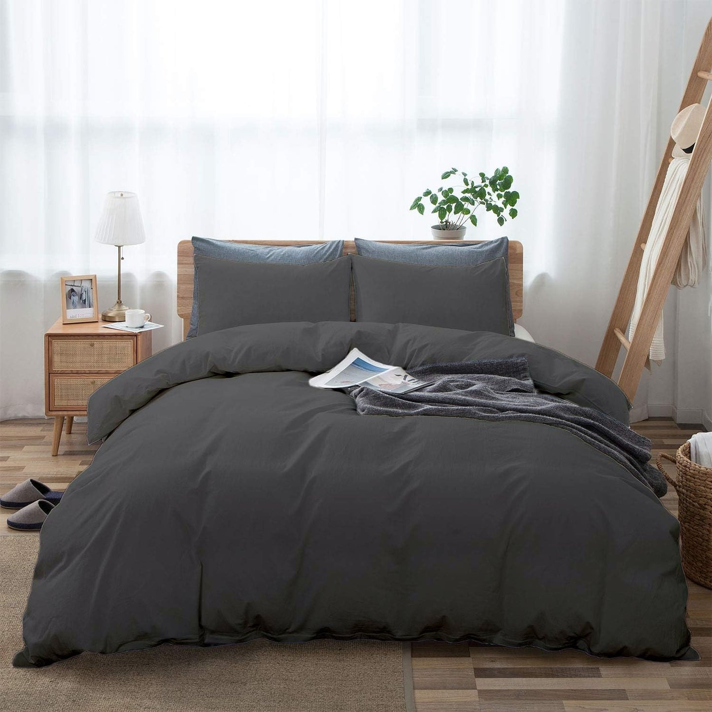 100% Cotton Oversized King plus 3 Piece Duvet Cover set 128x120 inch Breathable Luxury Soft & Cozy | Durable and Fade Resistant | Double Hem-Stitched Sateen Weave (Oversized King plus, White) BST220
