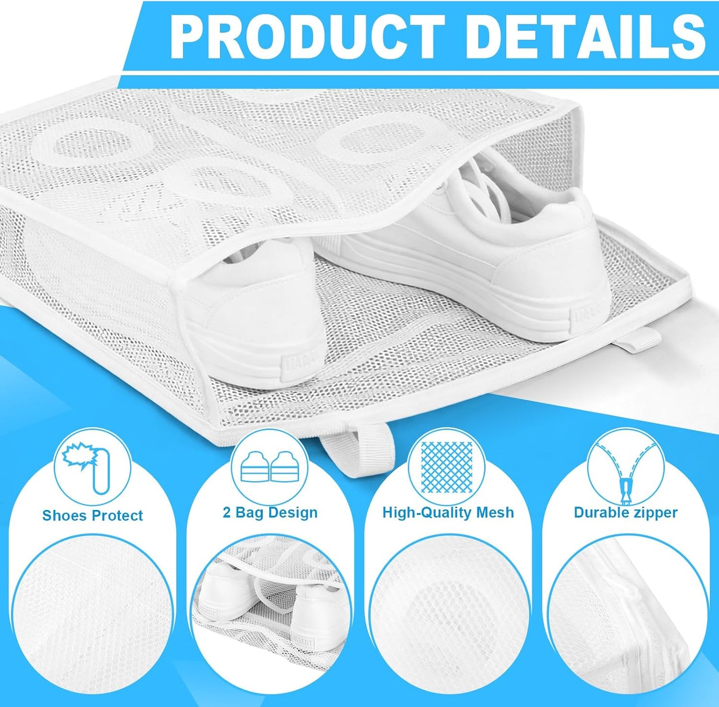 SATINIOR 2 Pack 2-in-1 Shoe Dryer Laundry Bag 14.2 x 12 Inch Sneaker Dryer Shoe Bag Laundry Bags Washable and Tumble Sneaker with Adjustable Straps Protective Mesh Bags, White BST326H