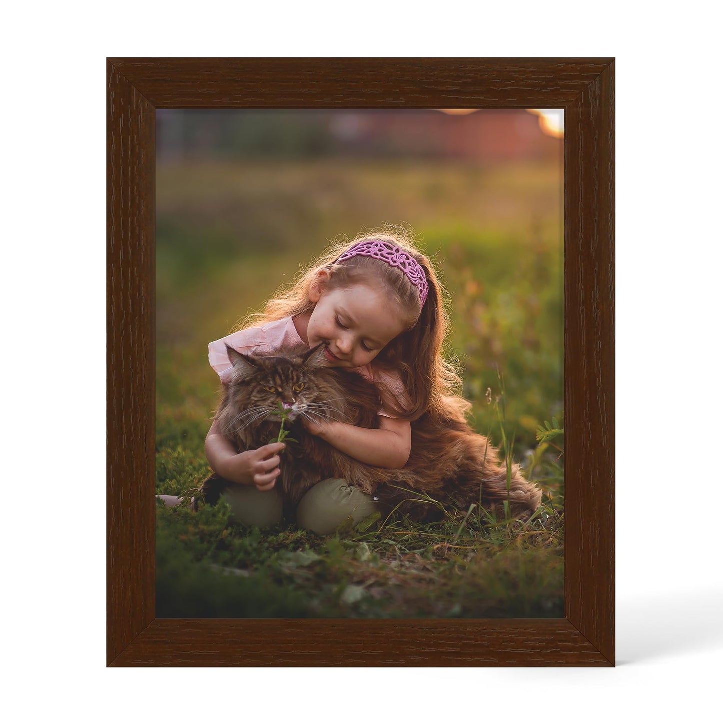 YESKAY 12x16 Picture Frame - 12 x 16 Photo Frame Made of Solid Oak Wood and Real Glass,Display Picture 4 Opening 5x7 with Mat or 12x16 Without Mat for Wall Mounting(Color Walnut) BST326H