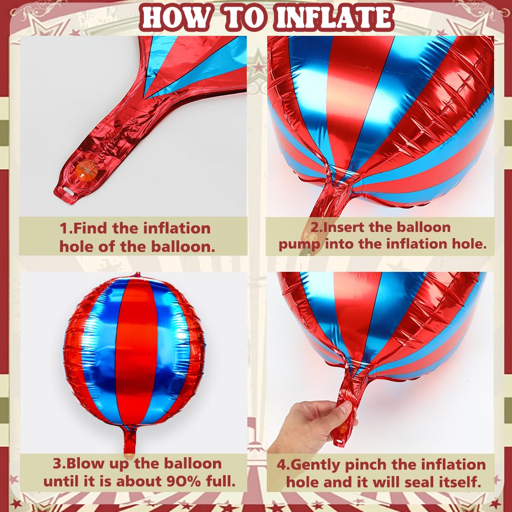 Carnival Theme Balloon 22inch Foil Red and White Balloons Circus Theme Party Decorations Carnival Candy Cane Balloons Striped Balloon Circus Decorations, 8pcs Decor for Birthday Party BST202