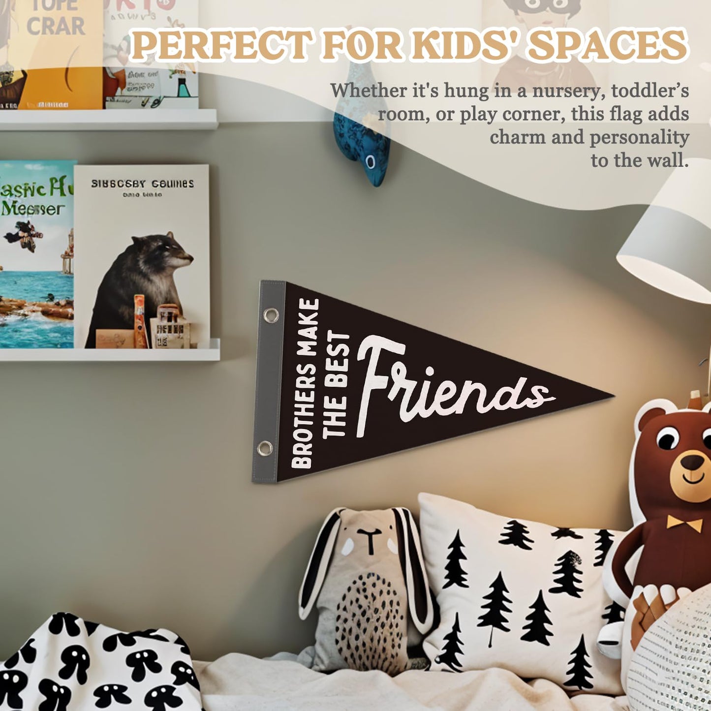 Boy Nursery Decor Pennant Banner Flags Decor, Playroom Essentials, Dude Felt Banner Wall Art Decor for Toddler Kids Room Nursery,Boy Playroom Decor 7.4x14 Inch BST326H