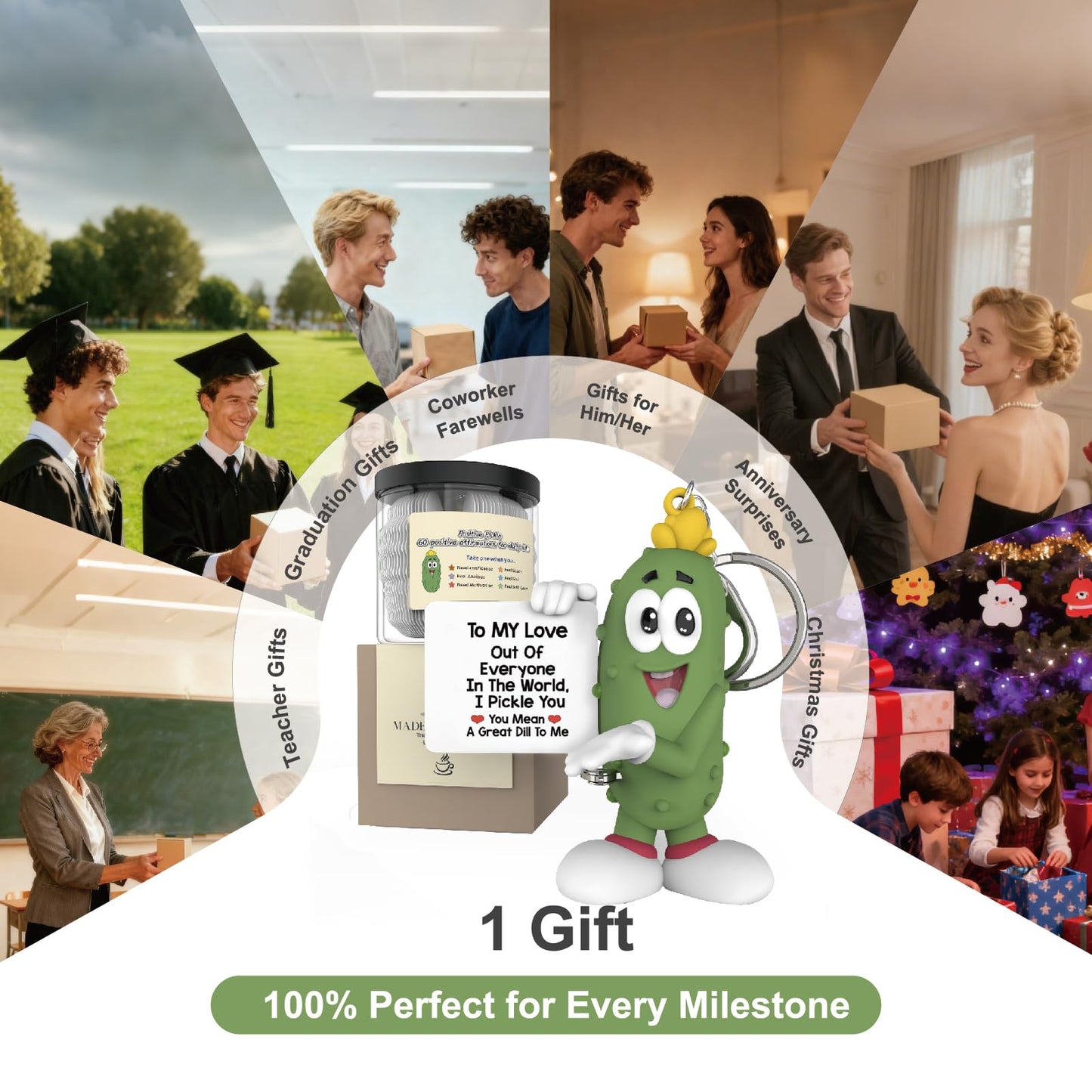 Positive Pickle with 60 Positive Affirmations Cards Set, Dad Gifts from Daughter Son, Best Dad Ever Gifts Thank You Daddy Gift Funny Pickle Plush BST202